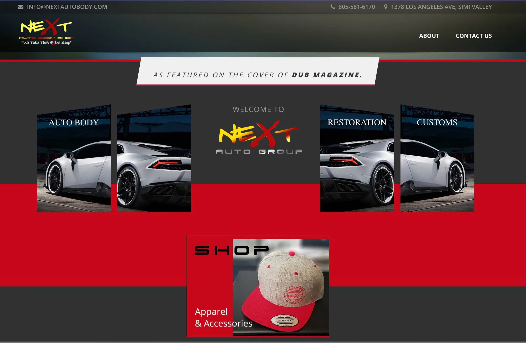 Screenshot of Next Auto Body website
